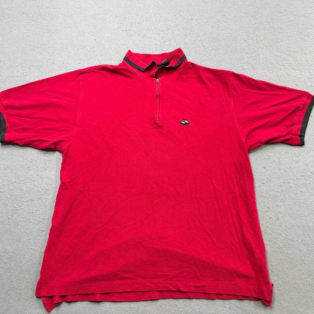90s Nike Polo Shirt Mens Large Red Tiger Woods Ying Yang Logo Back Center Swoosh